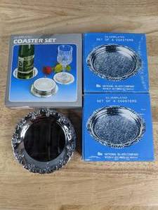lot 110 image: (4) Sets of Silver Plated Coasters (National Silver Company, Silversmith Silverware) Z