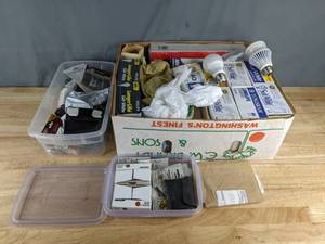 lot 101 image: (3) Containers of Assorted Light Bulbs & Batteries (Rayovac, GE, Philips, Sunbeam, Energizer) Z