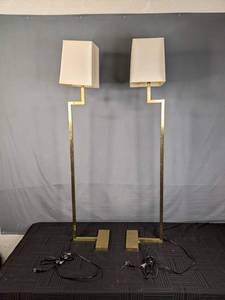 lot 154 image: Set of (2) Robert Abbey Inc. Metal C Floor Lamps  X