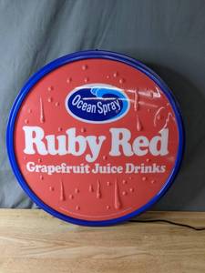 lot 183 image: Ocean Spray Ruby Red Grapefruit Juice Drinks Circle Light Up Sign Q