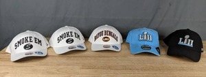 lot 221 image: Assortment of Baseball Hats Smokeyton University, LSU Bayou Bengals, and Superbowl LII Q