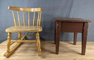 lot 211 image: Vintage Rocking Chair and Side Table Q