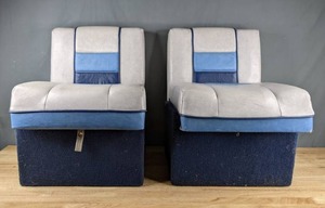 lot 209 image: Pair of Blue and White Boat Seats Q