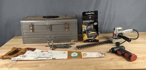 lot 272 image: Craftsman Metal Toolbox, Duracell High Power Inverter, Snap-On Cordless Screwdriver, Black & Decker Hedge Trimmer, Sandvik Hand Saw X