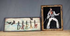 lot 258 image: Elvis and Dream Clothespin Wall Art Dcor X