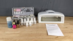 lot 243 image: Thermal Spa UV Gel Lamp, Gel Nail Polish, and Kit with Tools, Polish, and More X