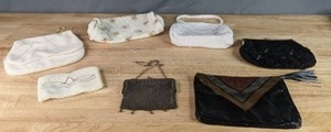lot 302 image: Vintage Evening Bags  (5) Beautiful Beaded Bags and (2) Metal Mesh Bags  X