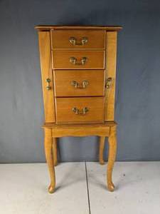 lot 286 image: Wooden Jewelry Armoire with Mirror  X