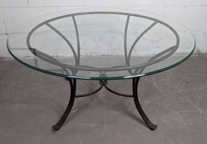 lot 306 image: Glass Topped Iron Base Coffee Table  X