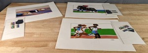lot 299 image: Three Sets of 1980 Summer Olympics Postage Stamps and Art Prints  W