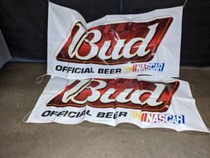 lot 419 image: Pair of Vintage Budweiser Nascar Vinyl Banner Signs W