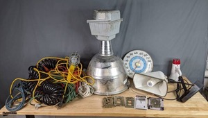 lot 417 image: Collection of Vintage OutletLight Switch Covers, Megaphone, Spotlight, Extension Cords and More W