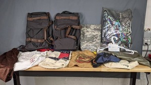 lot 426 image: Assorted Luggage and Bags Pair of Bella Russo Duffle Bags with Wheels, Vintage Tommy Hilfiger, MN National Guard, and More W