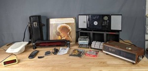 lot 427 image: Electronics Vintage Clock Radios, RadioCD Player, Cassette Tapes, CDs, Wine Case and More W