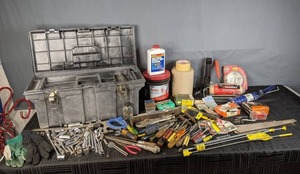 lot 398 image: Tools & More Toolbox, Flashlight, Saw, Screwdrivers, & Lots More&nbspW