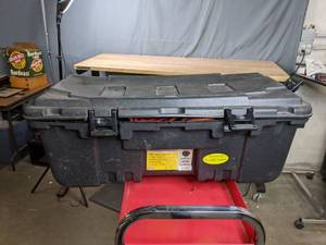 lot 388 image: XXL Black Storage Trunk Filled with Wires   W