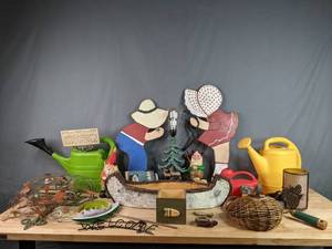 lot 382 image: Home Decor, Watering Cans, Compass, and Lamps  W