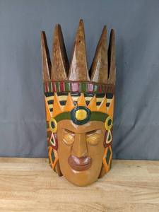 lot 43 image: Beautifully Painted Wooden Wall Mask  P