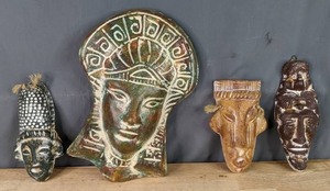 lot 29 image: Lot of Four (4) Tribal Masks of Unknown Origin  P