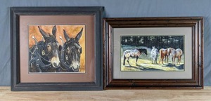 lot 85 image: Pair of FramedMatted & SignedNumbered Prints by Artist Marjorie Harper Molly & Moel and Horses of a Different Color   P