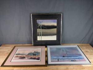 lot 87 image: Trio of Original Signed Watercolor Artworks by Artists Tom KM Lai, Jerry Raedeke, and Other  P