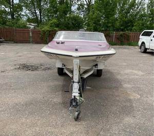 lot 1A image: Vintage Restored 1975 White 16 Glastron CV-16 with Mercury and Single Axle Trailer E