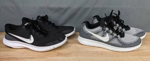 lot 55A image: Nike Flex Experience Womens Size 9.5 Black Running Shoes and Nike Womens Size 9.5 Free RN 2017 Gray Black Running Shoes F