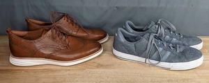lot 59A image: Adidas Daily Sneakers Gray & White Mens Size 12.5 and Cole Haan Grandevolution Oxfords Mens Size 12 F