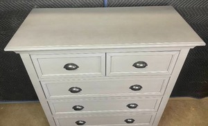 lot 30A image: Classic Grey Chest of Drawers with Silver Hardware  F