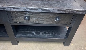 lot 47A image: Pottery Barn Benchwright Rectangular Coffee Table with Drawers  F