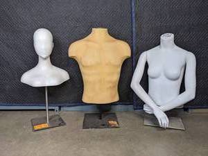 lot 470 image: Collection of Mannequin Figures on Metal Stands Bust, Male & Female Torso R