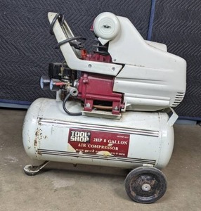 lot 500 image: Vintage Tool Shop 2HP 8 Gallon Air Compressor R