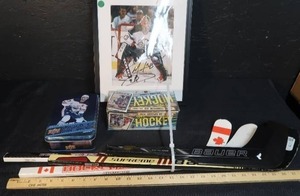 lot 39 image: SIGNED PHOTOS (CAM TALBOT), 5 KIDS HOCKEY STICKS, & HOCKEY CARDS