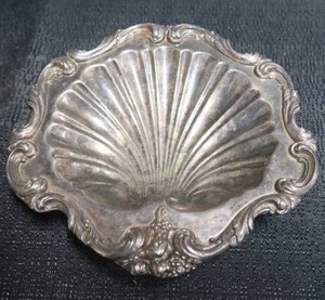 lot 66 image: 2 SILVER PLATED SCALLOPED SHELL DISH