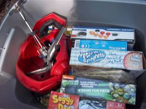 Tote full of games and toys...