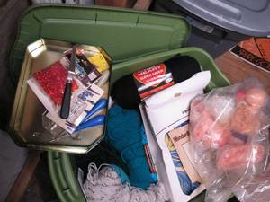Large Covered tote full of yarn, do...