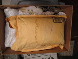 Craft box of sewing patterns, fabri...