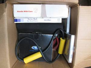 Box of misc fitness supplies...