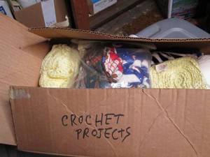 Box of yarn and craft projects...