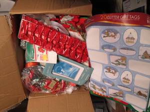 Box loaded with Christmas cards, wr...