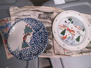 box of assorted Christmas dishes...