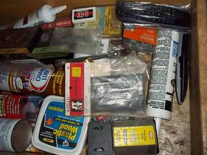 Tote filled with chemicals, fuel, g...