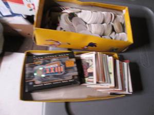 shoe box of POGs and misc sports ca...