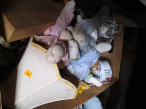Box of misc items. Some decor bunni...