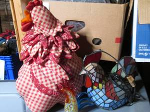 Stained glass rooster lamp and othe...