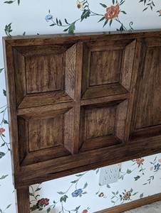 lot 31 image: Queen Vintage Wood Headboard