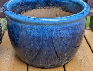 lot 48 image: Two Blue Ceramic Planters