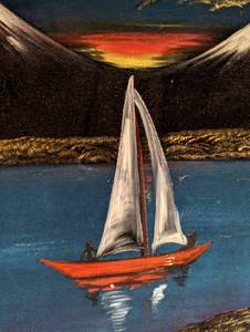 lot 94 image: Large Vintage Sailboat Painting