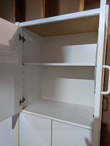 lot 97 image: Three Piece White Storage Cabinets