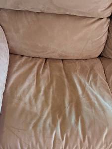 lot 92 image: Cream Microsuede Loveseat